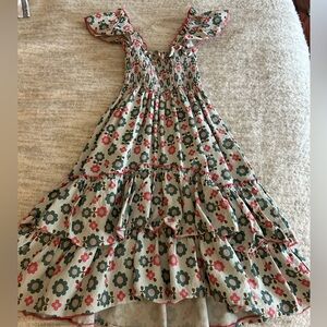 Lilli Lovebird Ruffled Floral Dress in Green and Red